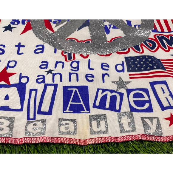 Realitee Y2K USA Patriotic Peace Sign Tank Top Glitter Stars Stripes Made USA M - Picture 9 of 9